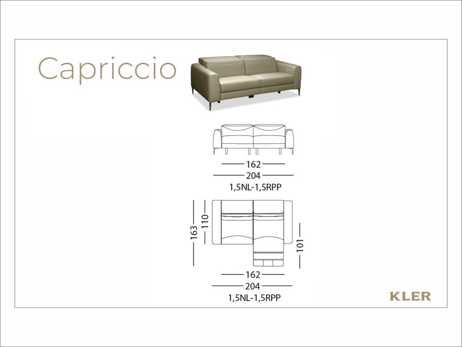 KLER – Capriccio 1 [opc. relax] kanapé 204285 – választható összeállításszövet (2)