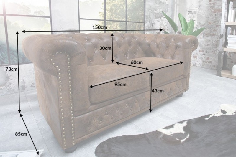 NVI - 17109 Chesterfield Antik kétüléses kanapé - brown (7)
