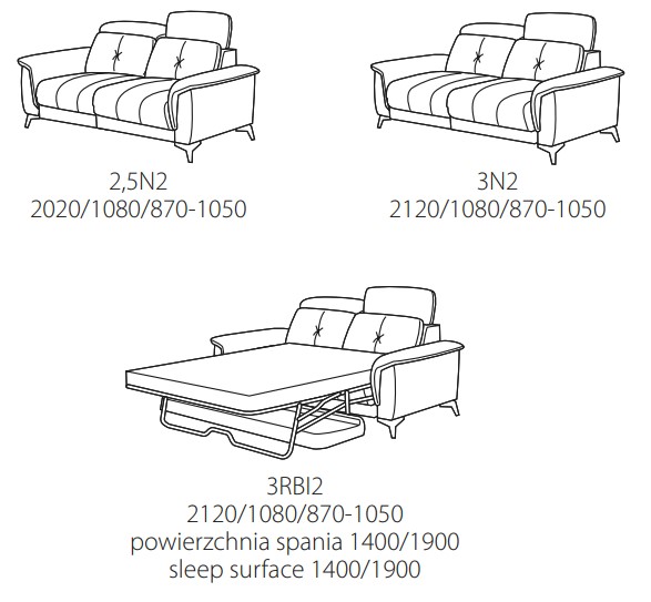 Vero – Amareno (opc. komfortágyas) kanapé 202212 – választható szövet (23)