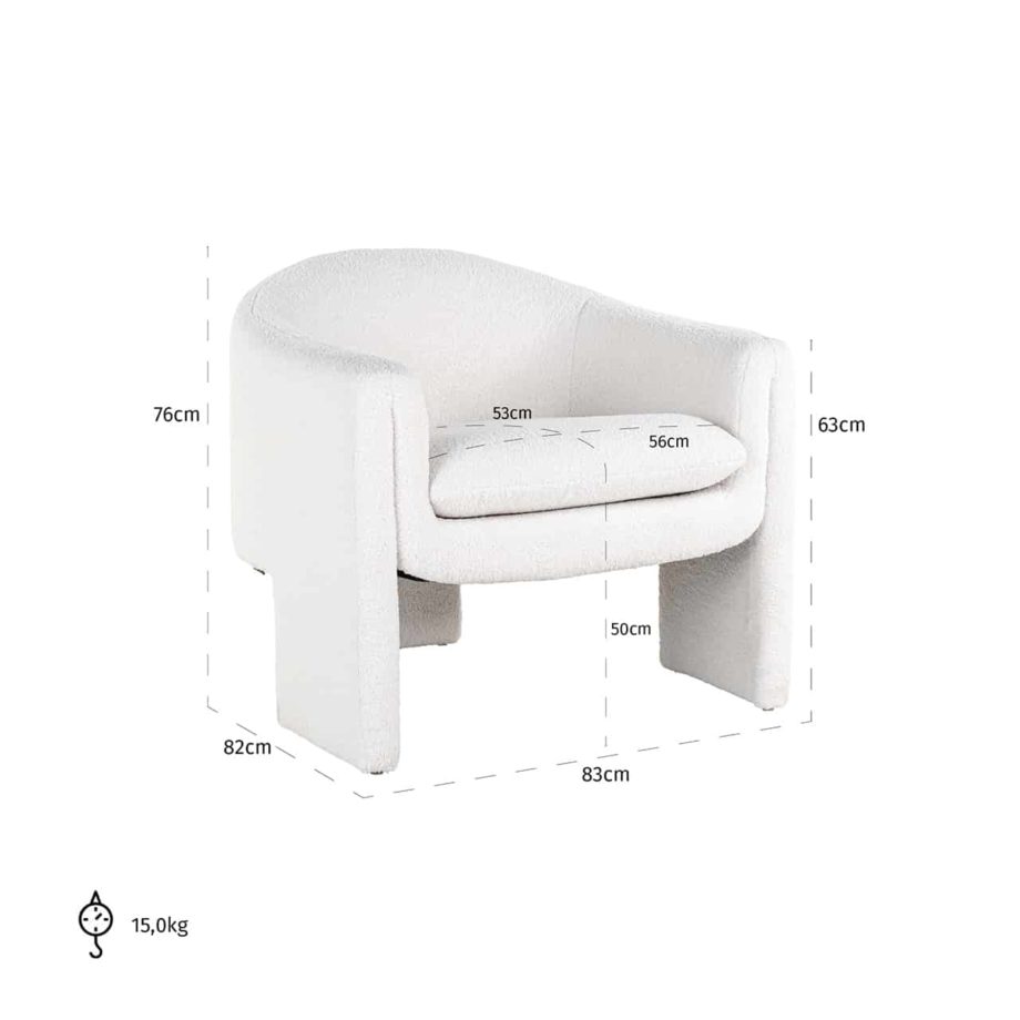 RICHMOND Interiors – S4552 Charmaine fotel – white furry (3)