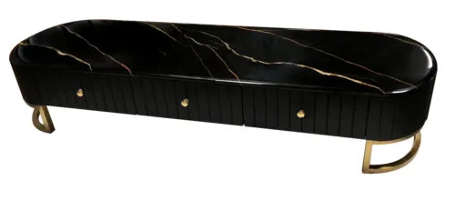 AHOX - Grosse Gold TV szekrény 200 - black marble (1)