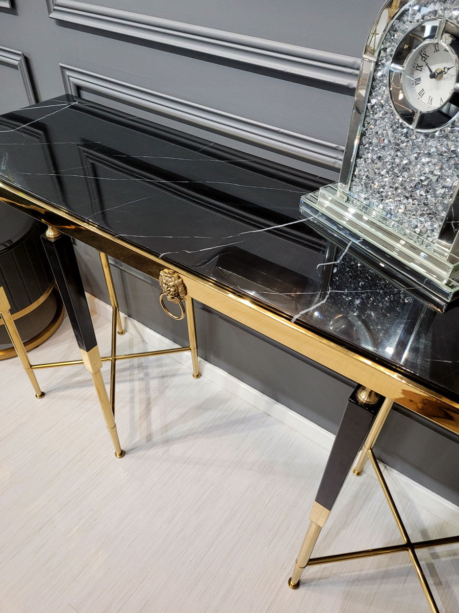 AHOX - Monaco Lion Gold konzolasztal 140 - black marble (5)