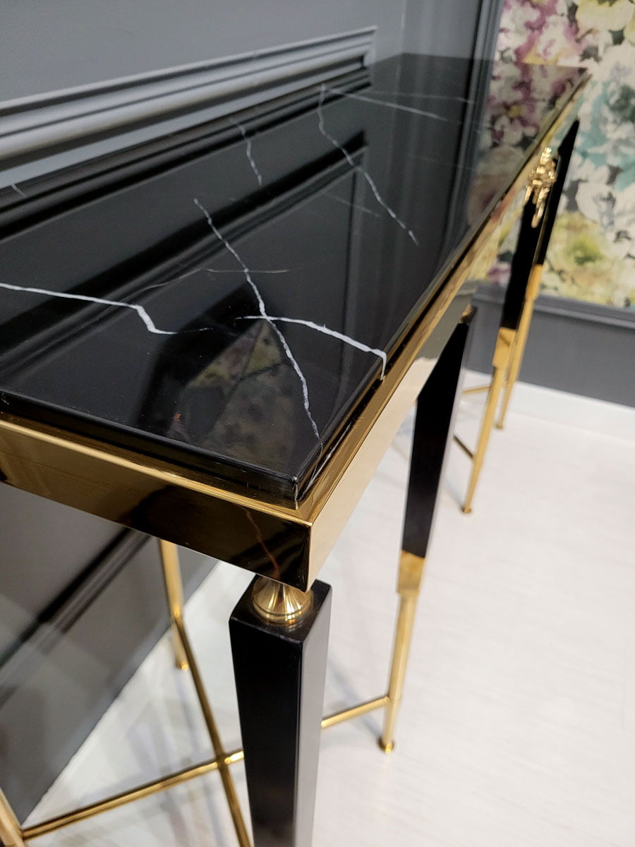 AHOX - Monaco Lion Gold konzolasztal 140 - black marble (6)