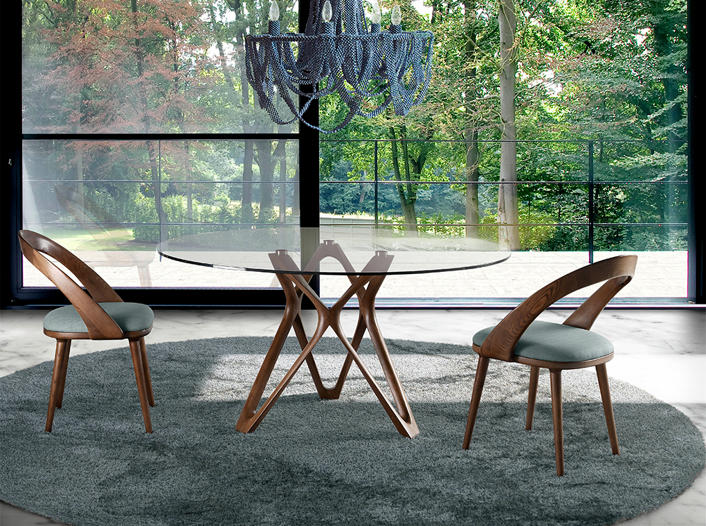 ACD - 1108 WALNUT NEXUS étkezőasztal ø120 - glass (4)
