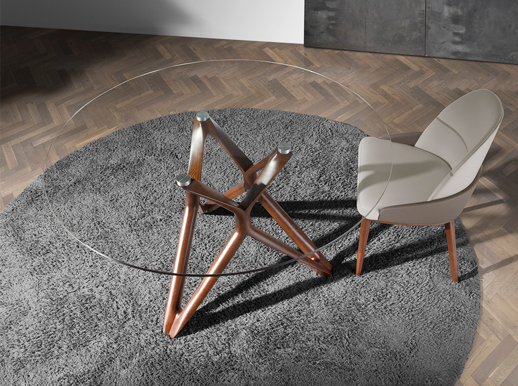 ACD - 1108 WALNUT NEXUS étkezőasztal ø120 - glass (5)