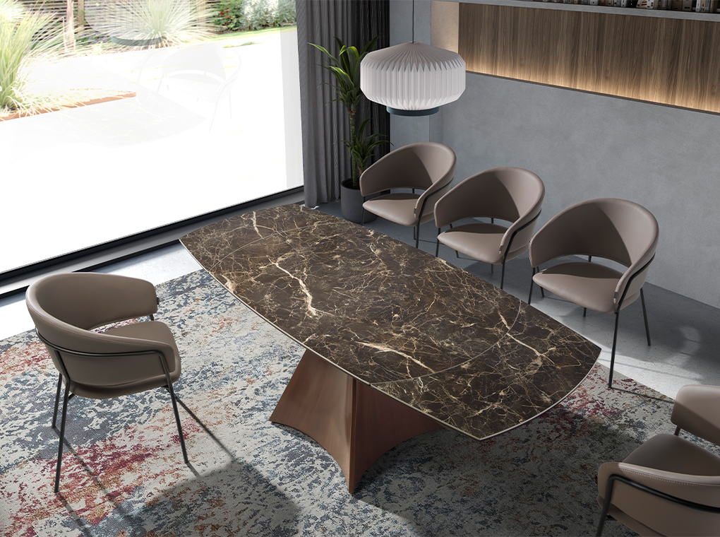ACD - 1113 AKIRUS Walnut bővíthető kerámia étkezőasztal 135-205 - brown marble (6)
