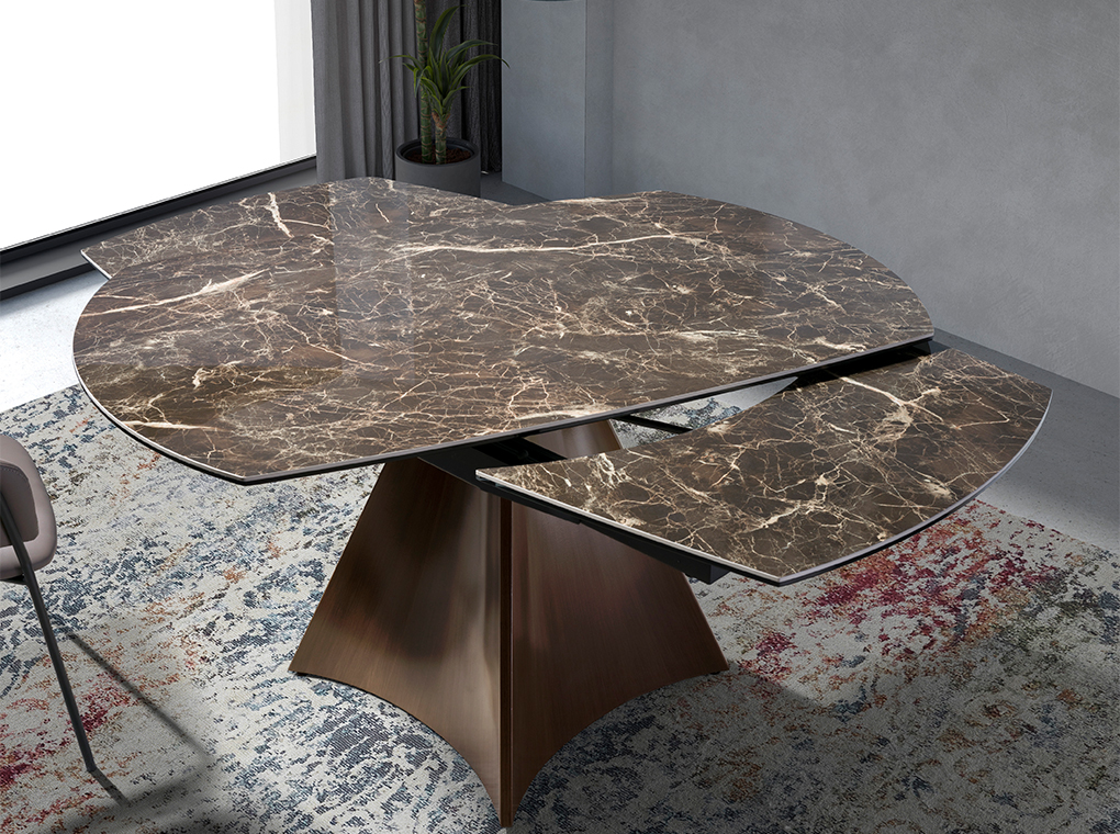 ACD - 1113 AKIRUS Walnut bővíthető kerámia étkezőasztal 135-205 - brown marble (7)