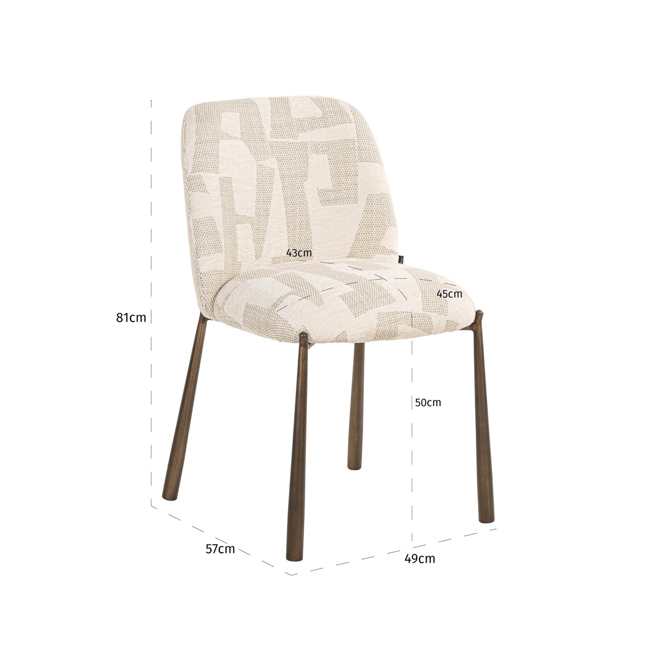 Richmond Interiors - 213354 Lana Bronze S4776 étkezőszék - beige graffic (9)