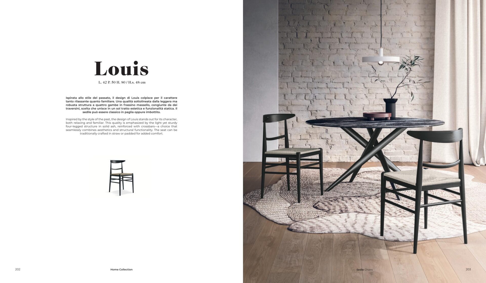 SEDIT Italia - LOUISE Wood Atelier étkezőszék - választható ülőfelületszövetlábszín (3)