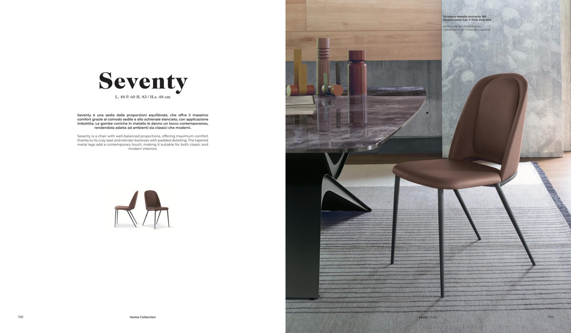 SEDIT Italia - SEVENTY Atelier étkezőszék - választható szövetlábszín (6)