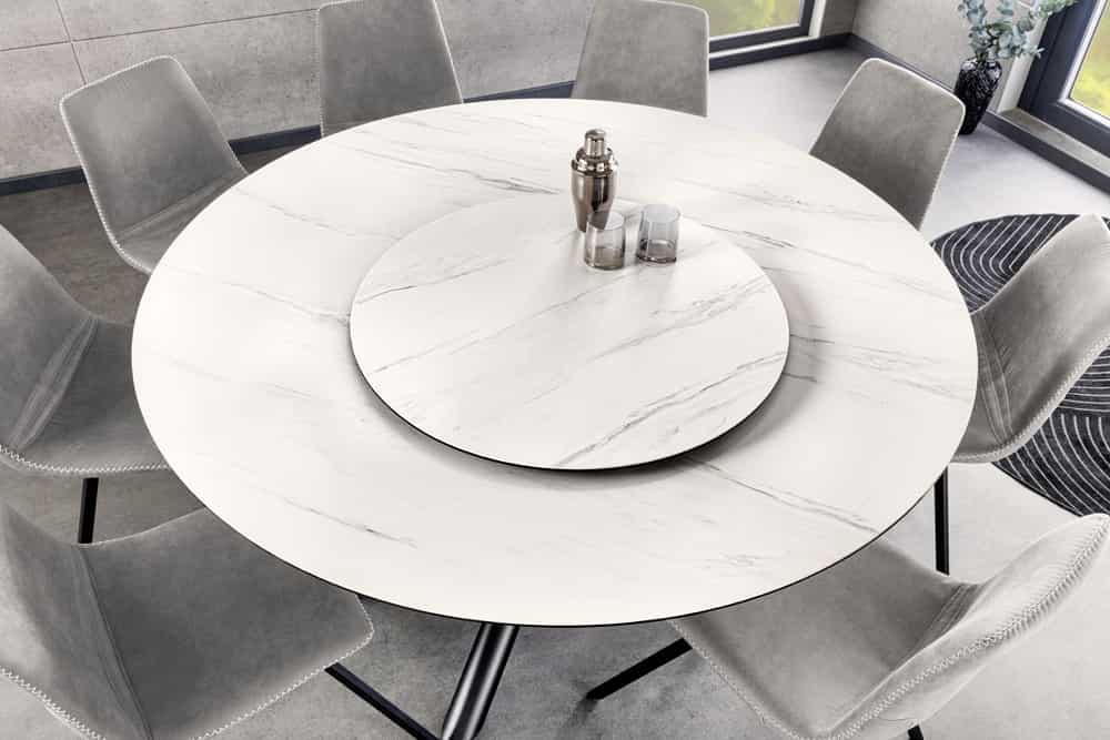 NVI - 44225 SPIN kerek étkezőasztal (levehető forgó tálcával) ⌀150 - white marble (3)