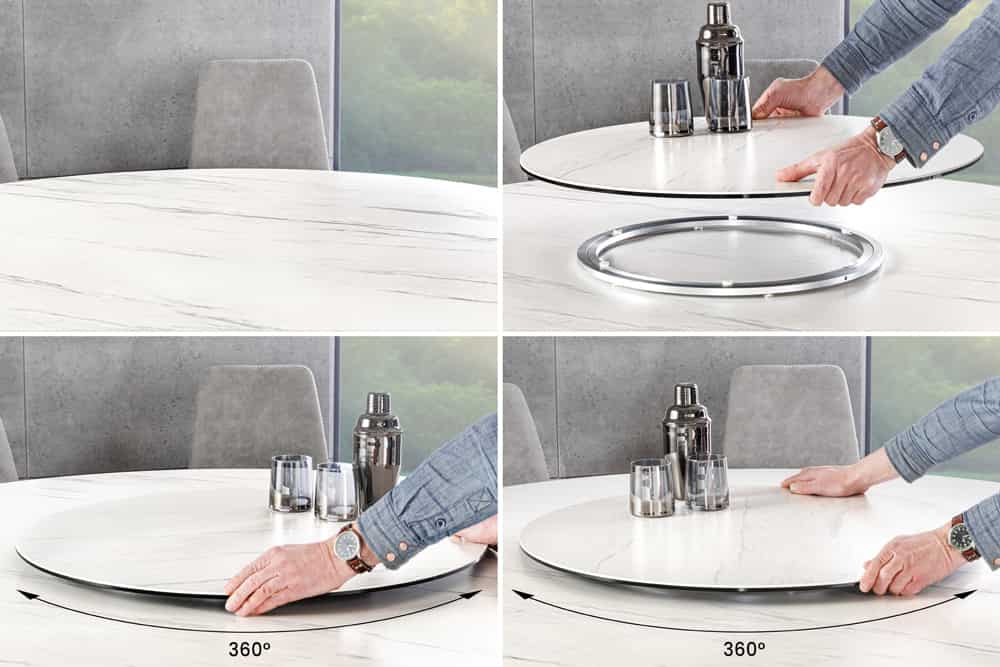 NVI - 44225 SPIN kerek étkezőasztal (levehető forgó tálcával) ⌀150 - white marble (5)