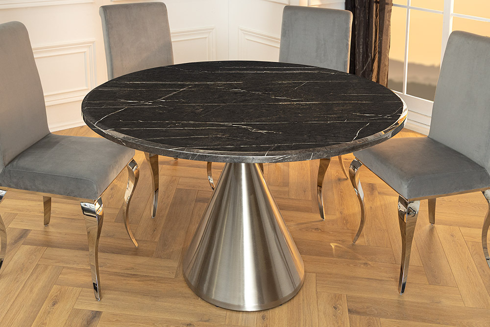 NVI - 45899 ELEGANCIA Chrome kerek étkezőasztal ⌀130 - black marble (11)