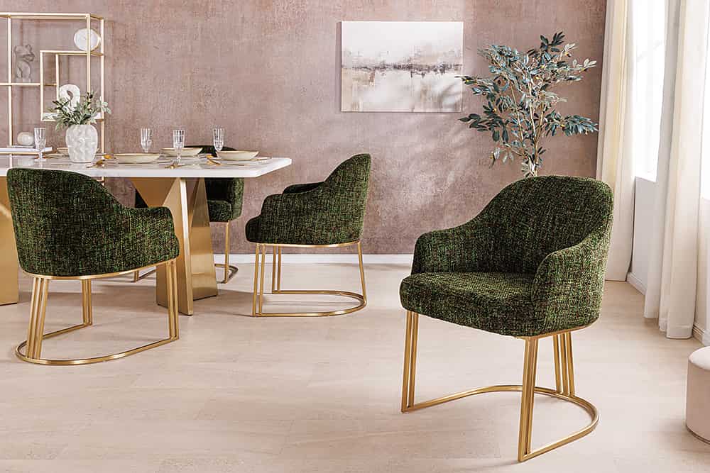 NVI - 45928 EXTRAVAGANCIA Champagne étkezőszék - dark green chenille (3)