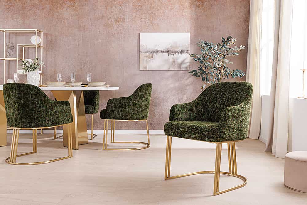 NVI - 45928 EXTRAVAGANCIA Champagne étkezőszék - dark green chenille (4)