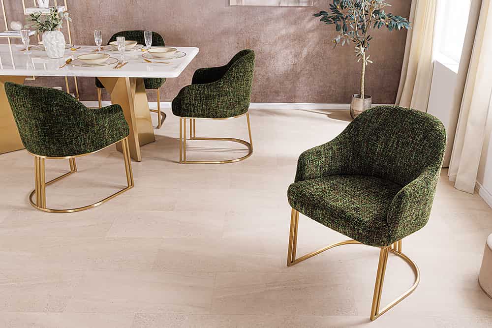 NVI - 45928 EXTRAVAGANCIA Champagne étkezőszék - dark green chenille (5)