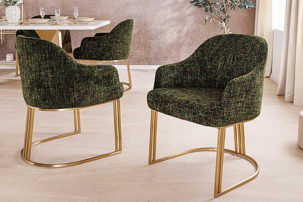 NVI - 45928 EXTRAVAGANCIA Champagne étkezőszék - dark green chenille (6)