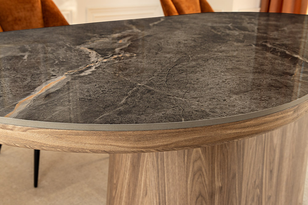 NVI - 46380 UNIQUE 4 Walnut étkezőasztal 200 - marble (6)