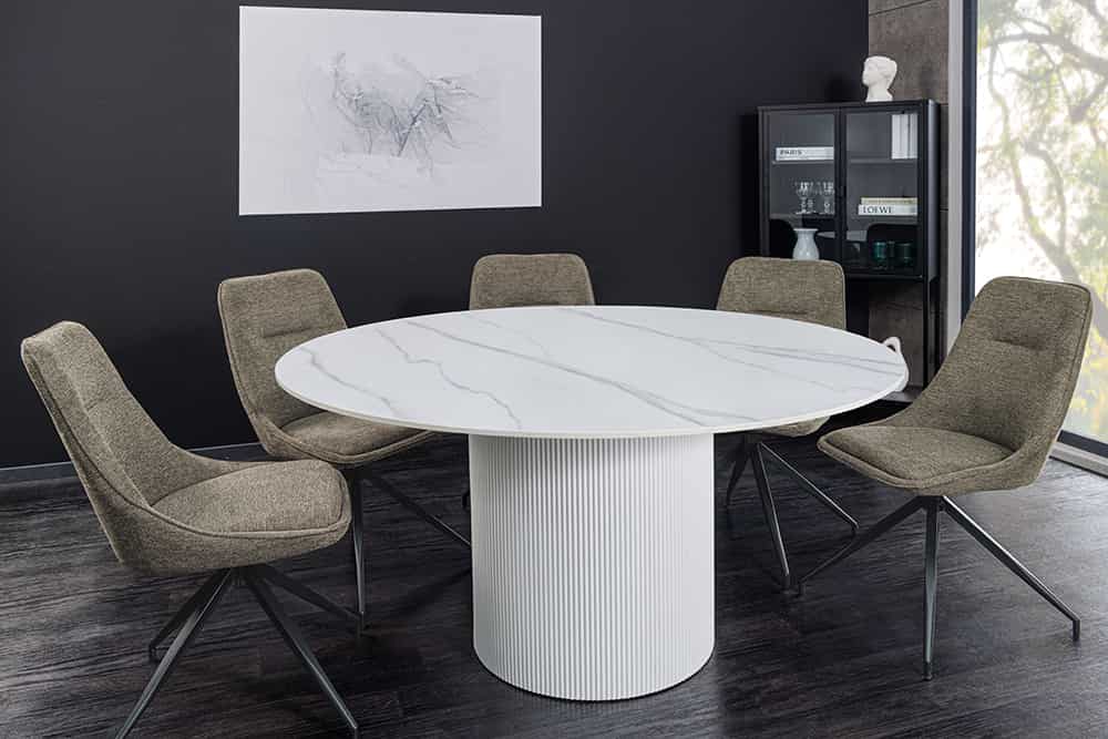 NVI - 46383 UNIQUE 3 kerek étkezőasztal ø120 - white marble (8)