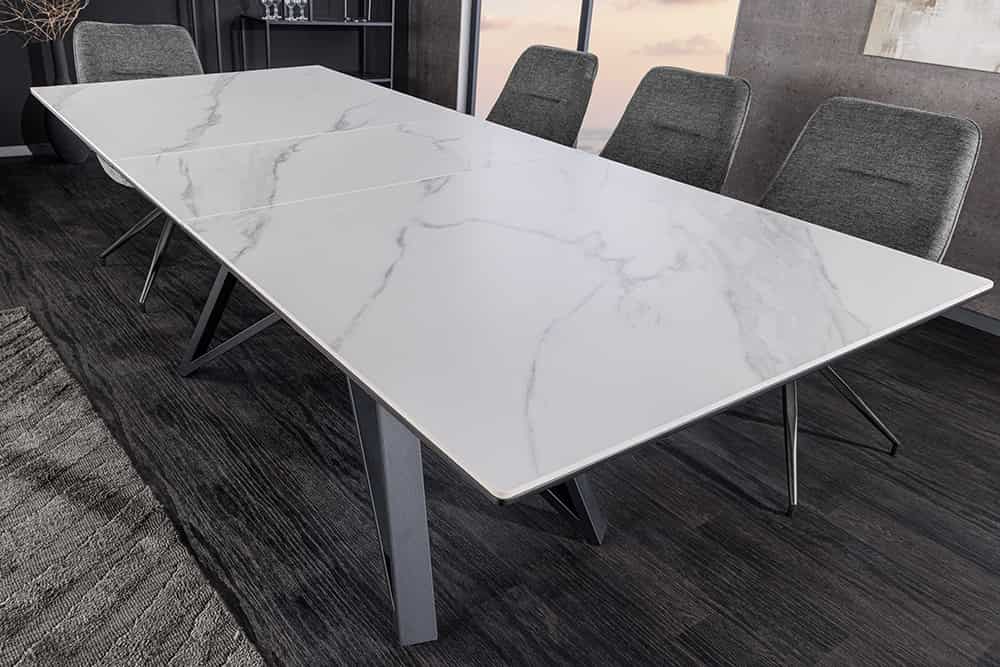 NVI - 46497 ATLAS Ceramics kerámialapos bővíthető étkezőasztal 160-200 - white marble (11)