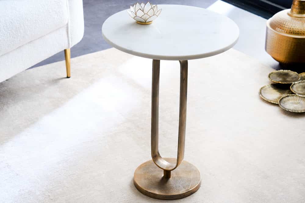 NVI - 43612 ELEGANCE Gold lerakóasztal ⌀45 - white marble (3)