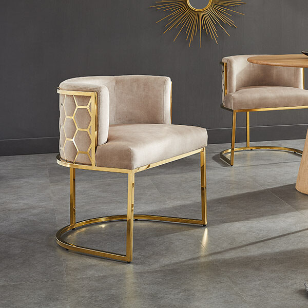 NVI - 47499 ELEGANCE Gold étkezőszék - beige velvet (1)