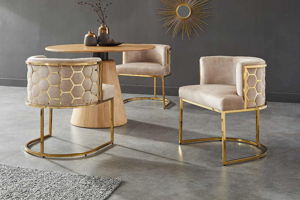 NVI - 47499 ELEGANCE Gold étkezőszék - beige velvet (4)