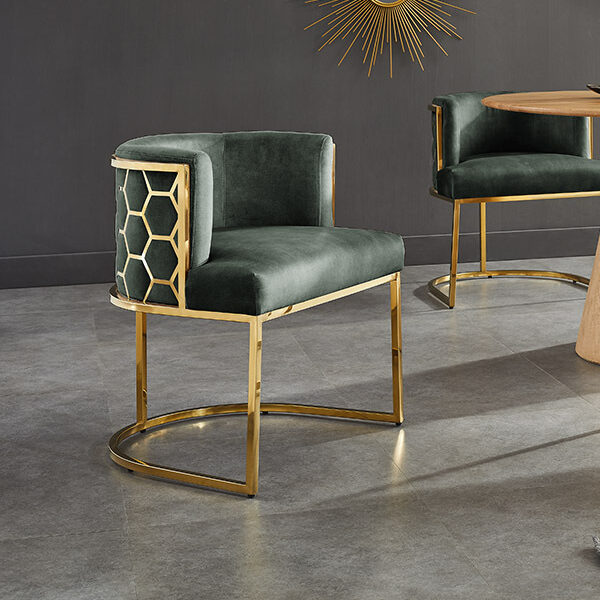NVI - 47500 ELEGANCE Gold étkezőszék - green velvet (1)