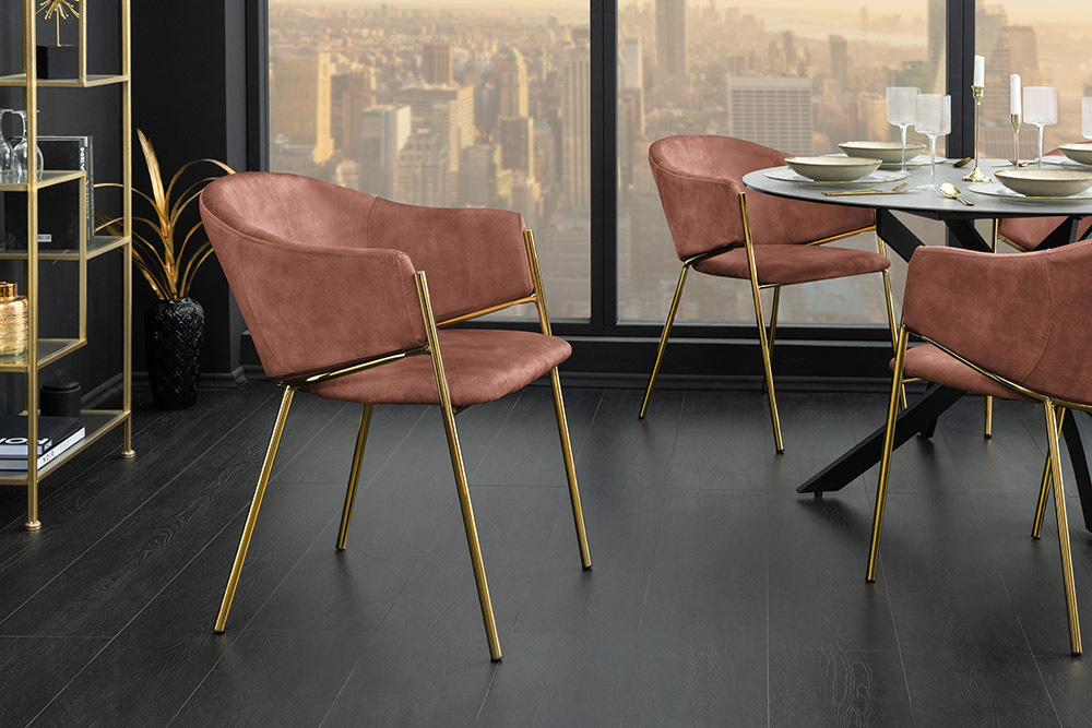 NVI - 47583 NOBLESSE Gold étkezőszék - rose velvet (4)