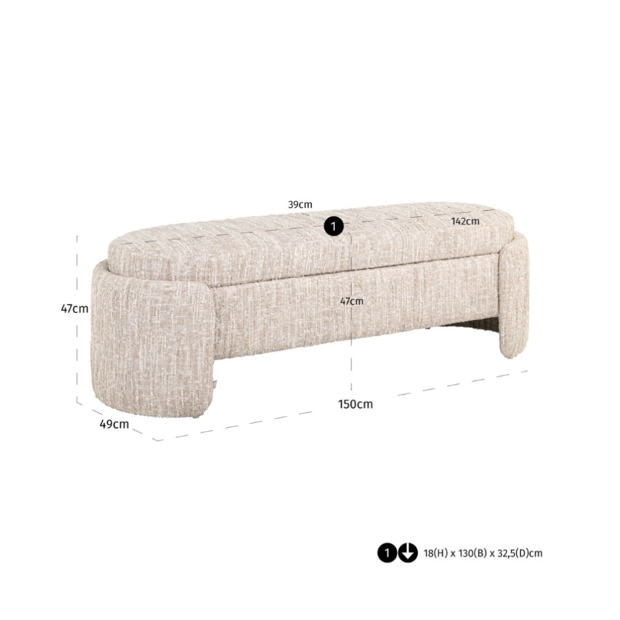 RICHMOND Interiors - 215522 Cupid tárolós ülőpad - beige angora (1)