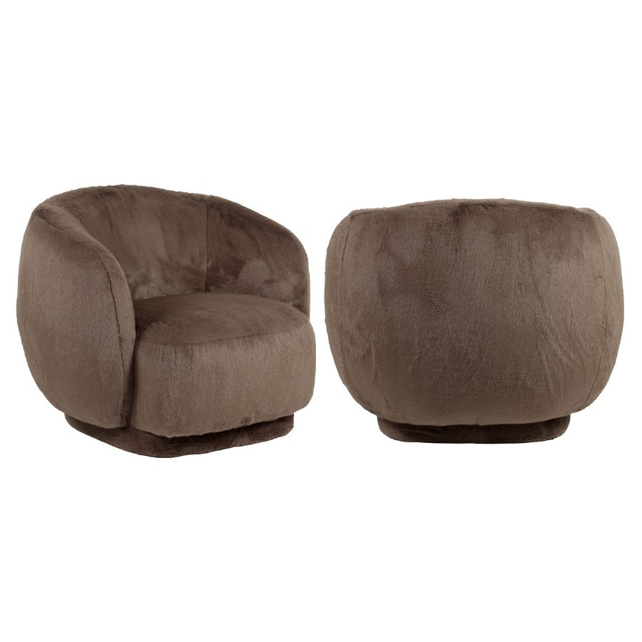 RICHMOND Interiors - 216059 forgó lounge fotel - brown fluffy (1)