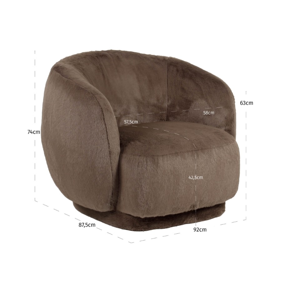 RICHMOND Interiors - 216059 forgó lounge fotel - brown fluffy (7)
