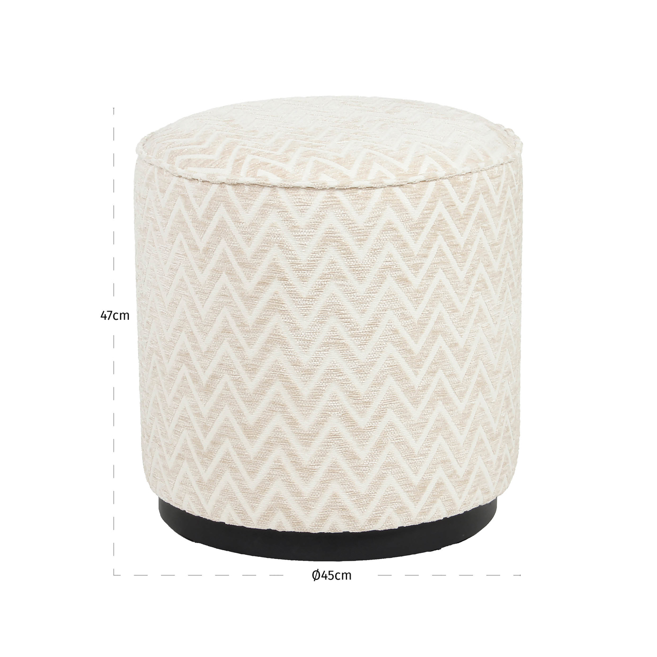 RICHMOND Interiors - 216061 Lexie puff ø45 - beige chevron