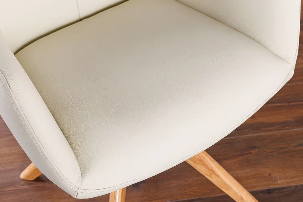 NVI - 48567 ALMARA Oak 360 forgó étkezőszék - beige leather (12)