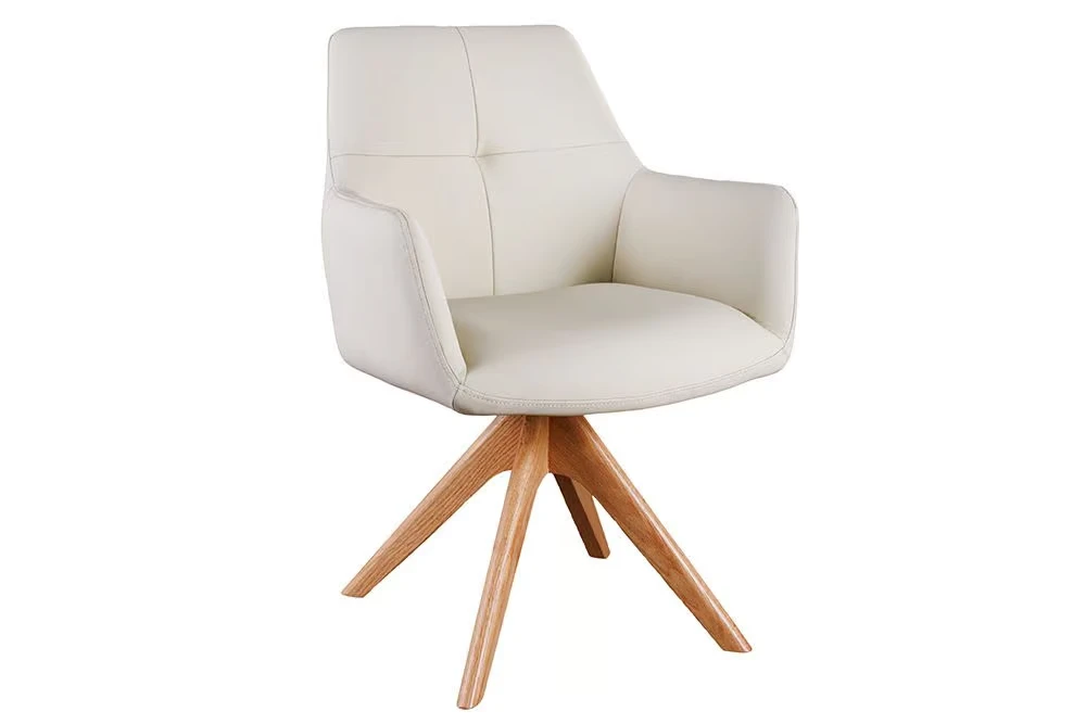 NVI - 48567 ALMARA Oak 360 forgó étkezőszék - beige leather (2)
