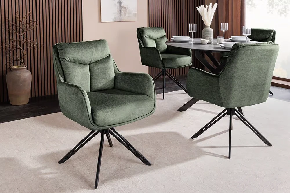 NVI - 48761 PROMETHEUS 180 forgó étkezőszék - moss green velvet (14)