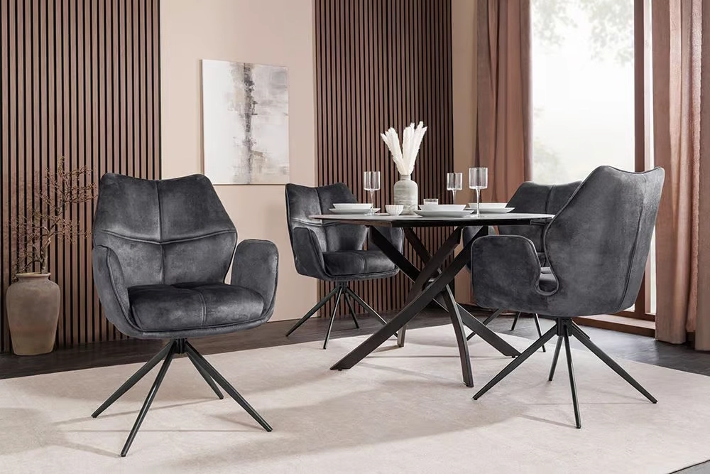 NVI - 48900 CONCORD 180 Black forgó étkezőszék - dark grey velvet (8)