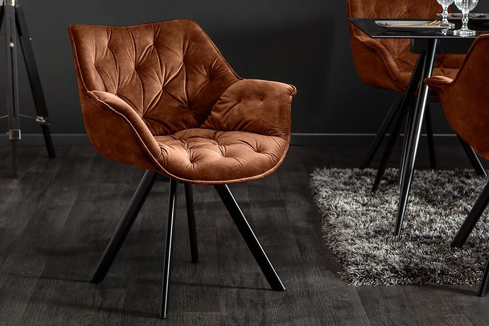 NVI - 46667 DUTCH 3 180 forgó étkezőszék - rust brown velvet (4)