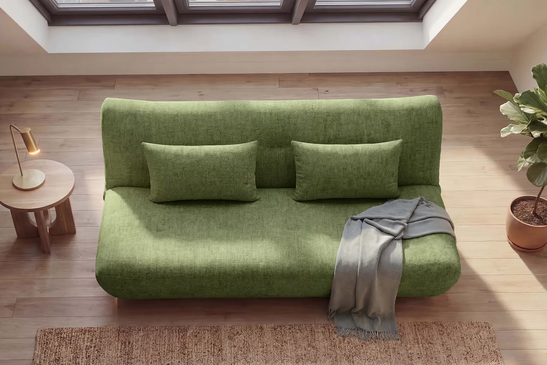 NVI - 48663 ELYPSE Mini (ágyazható) kanapé 200 - green chenille (10)