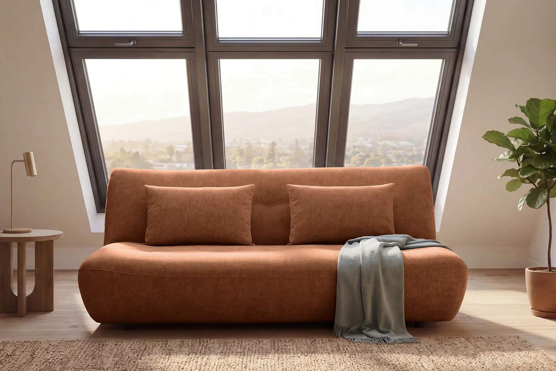 NVI - 48664 ELYPSE Mini (ágyazható) kanapé 200 - rust brown chenille (1)