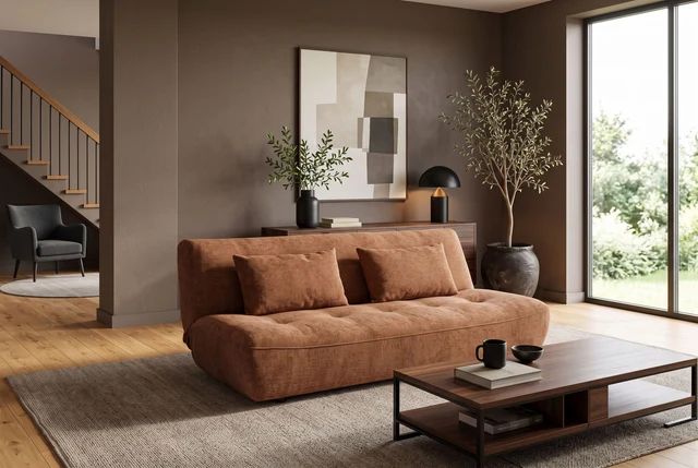 NVI - 48664 ELYPSE Mini (ágyazható) kanapé 200 - rust brown chenille (10)