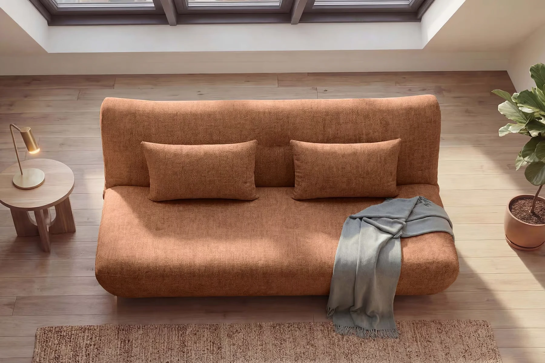 NVI - 48664 ELYPSE Mini (ágyazható) kanapé 200 - rust brown chenille (15)