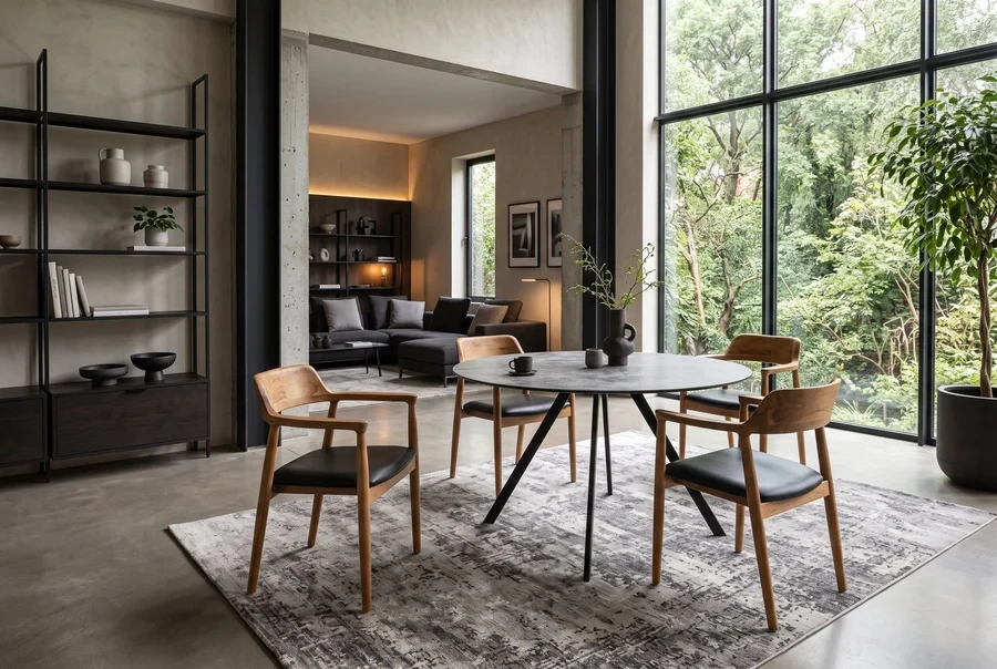 NVI - 48706 KENNEDY 1 Teak favázas étkezőszék - black PU (2)