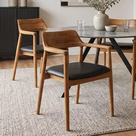 NVI - 48706 KENNEDY 1 Teak favázas étkezőszék - black PU (3)