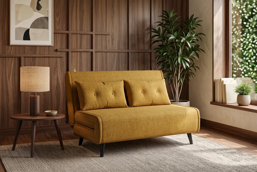 NVI - 48808 SMART MINI (ágyazható) kanapé 140 - mustard velvet (12)