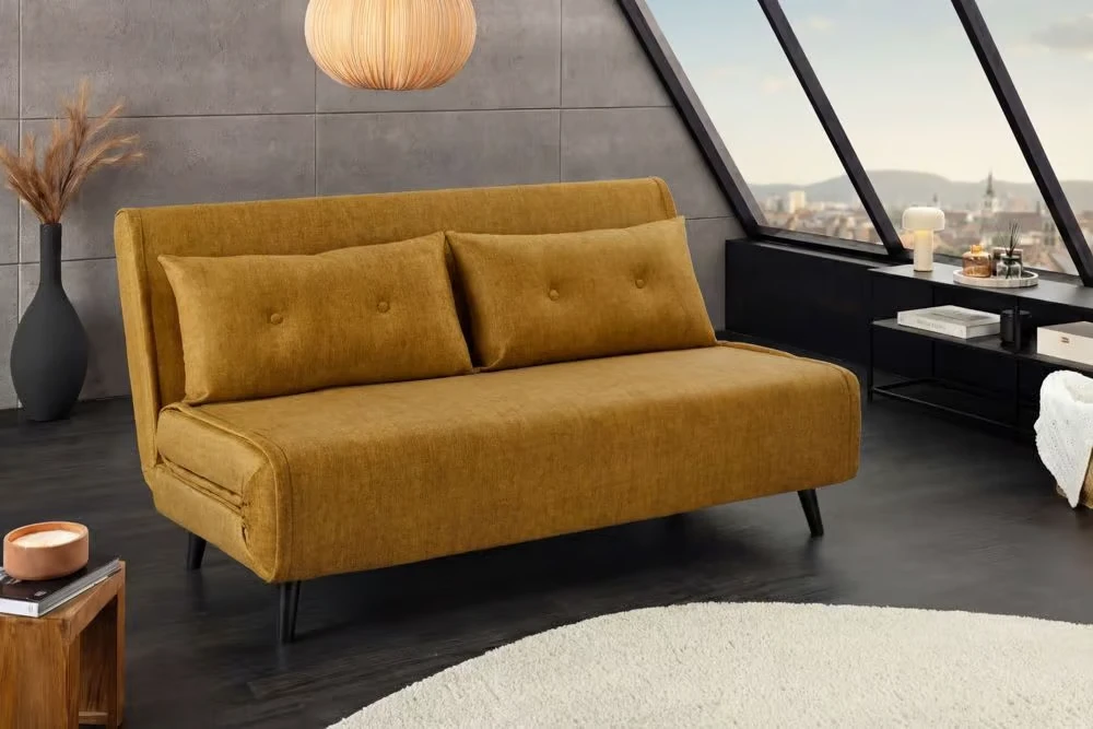 NVI - 48808 SMART MINI (ágyazható) kanapé 140 - mustard velvet (3)