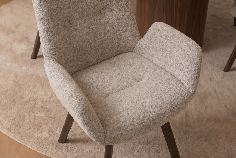 NVI - 48833 BALTIC Oak 360 forgó étkezőszék - taupe bouclé (1)