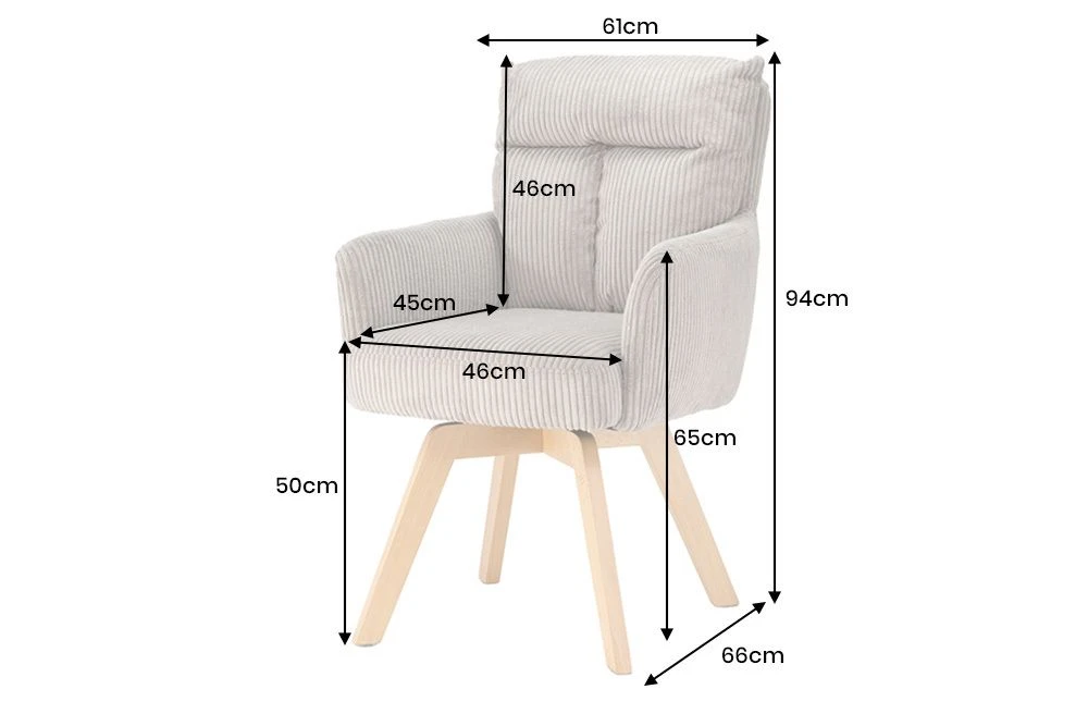 NVI - 48903 BIG GEORGE WOOD (6) 360° forgó étkezőszék - greige cord