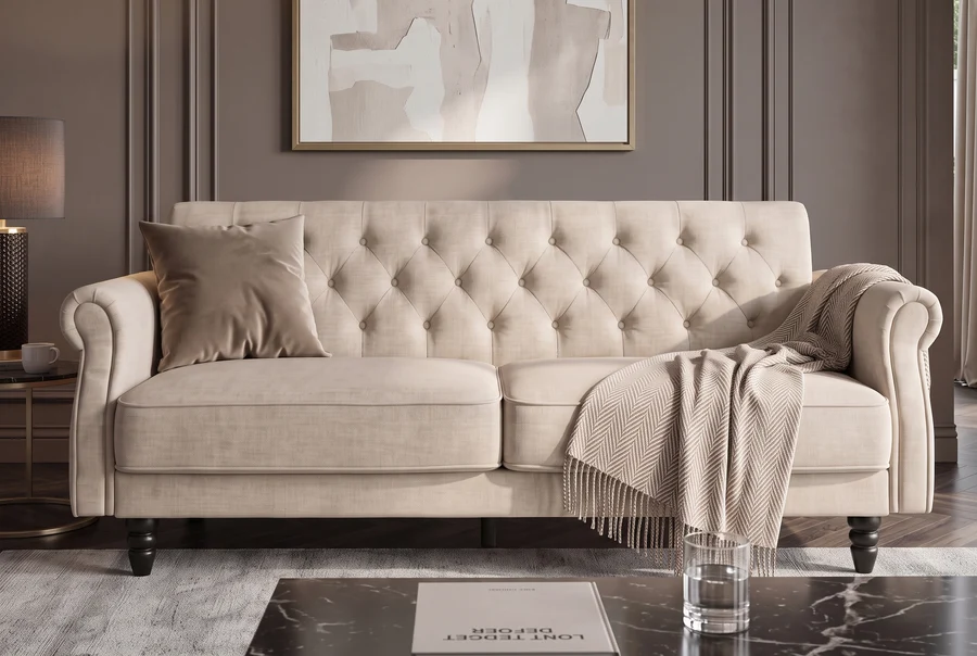 NVI - 48917 MAISON BELLE (ágyazható) kanapé 220 - beige velvet (1)