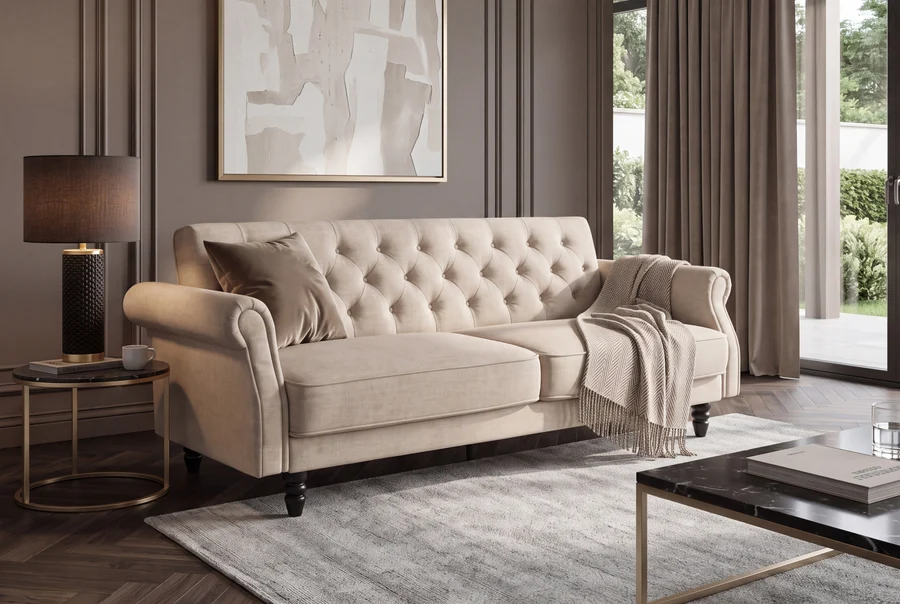 NVI - 48917 MAISON BELLE (ágyazható) kanapé 220 - beige velvet (11)